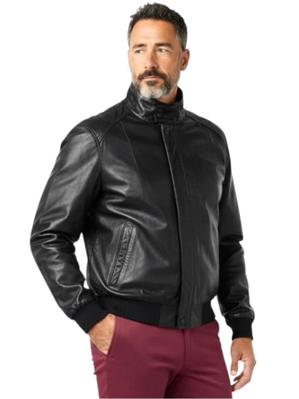 Leather Jacket Charles Klein Vest/Fur/Remove/ZipBlack Soft Long Sleeve Liner L